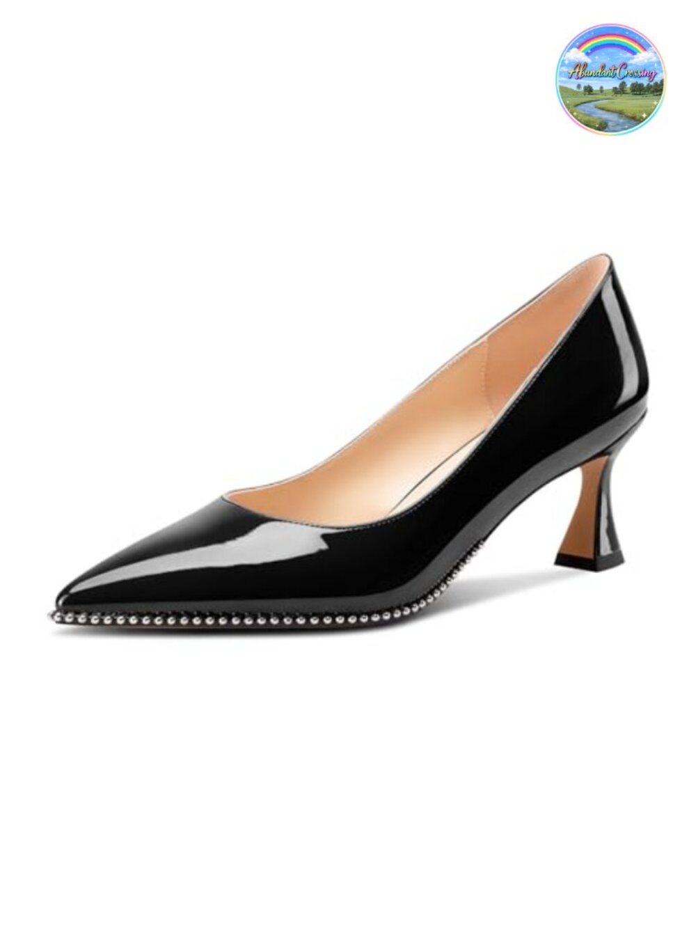 Womens Kitten Heel Pointed Toe Slip-on Pumps Patent Leather Party Heels